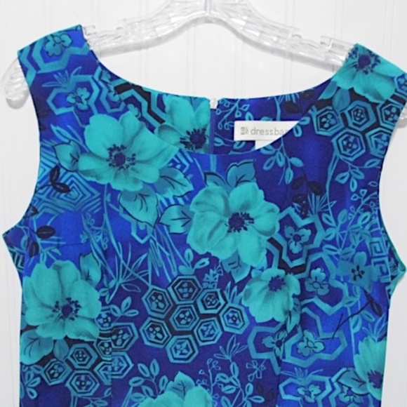 Sleeveless Blue&Petrol Sheath Dress, Size 8 - Picture 2 of 8